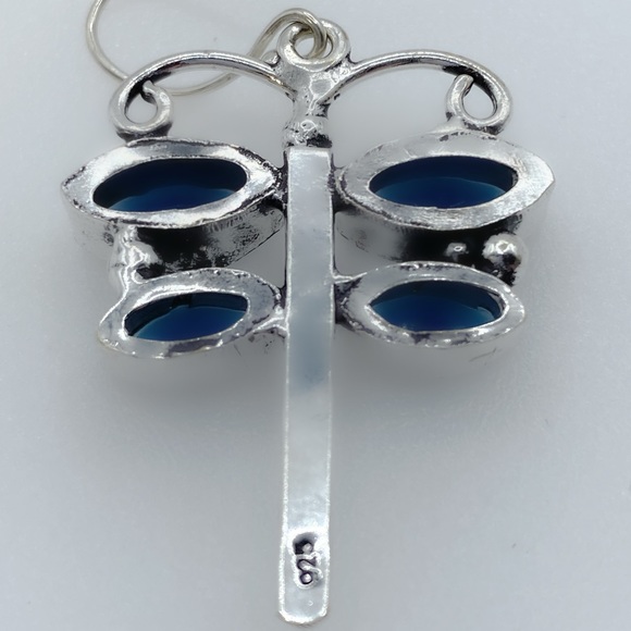 925 Silver Plated-Blue Topaz Gemstone Earrings - Picture 5 of 5
